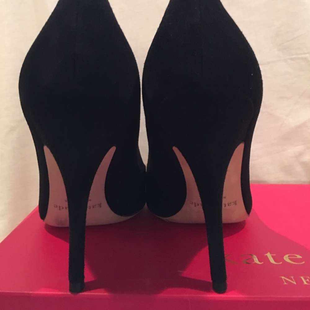 kate spade Black Pointed Toe Suede Pumps - Picture 3 of 6